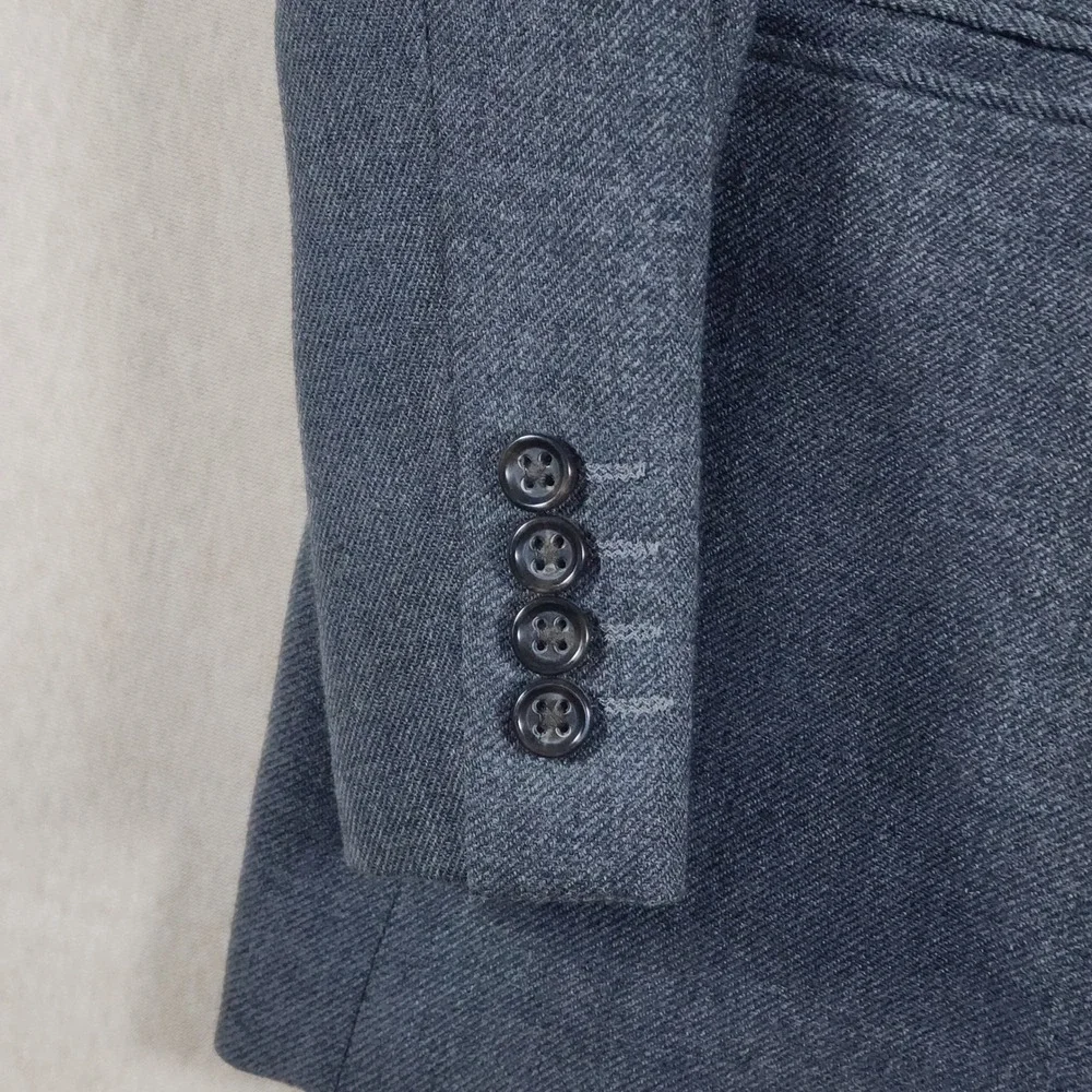 100 Merino Wool Sport Coat Mens 44R Gray Blazer Dark Academia Stafford Jacket